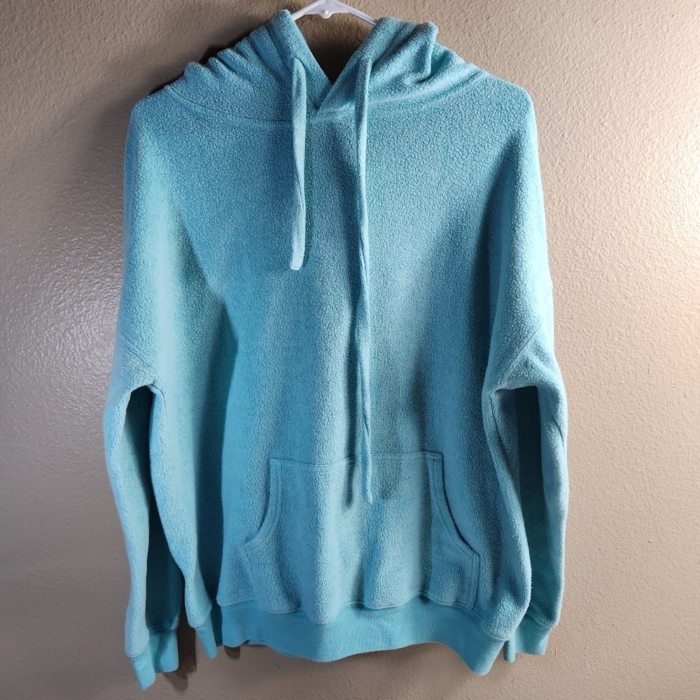 Soft Serve Womens |L| Aquamarine Cloud Cotton Hoodie Pullover